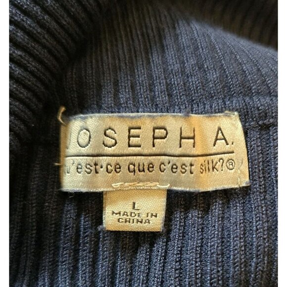 Joseph A Knit Turtleneck Sweater Navy Blue Womens Large Ribbed Rayon Stretch - Picture 6 of 8